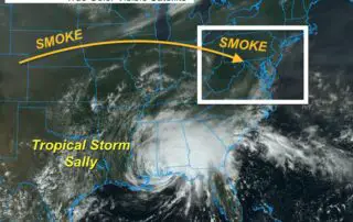 September 16 tropical storm sally smoke satellite 2 PM Wednesday