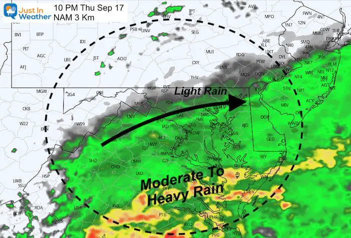 September 17 rain Sally forecast Thursday 10 PM