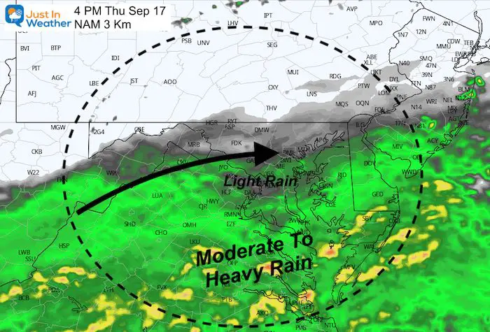 September 17 rain Sally forecast Thursday 4 PM