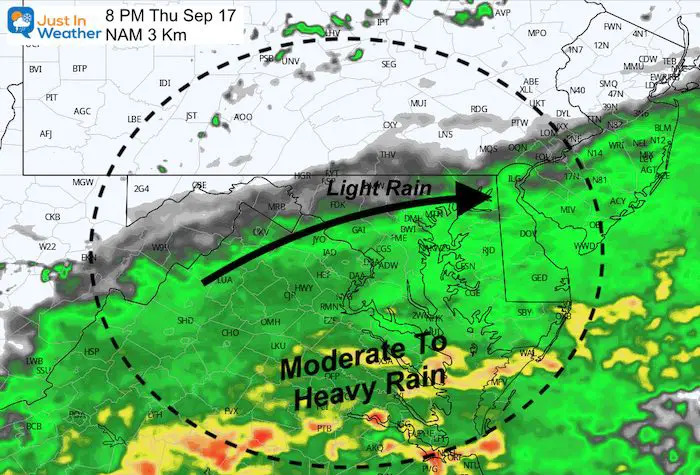 September 17 rain Sally forecast Thursday 8 PM