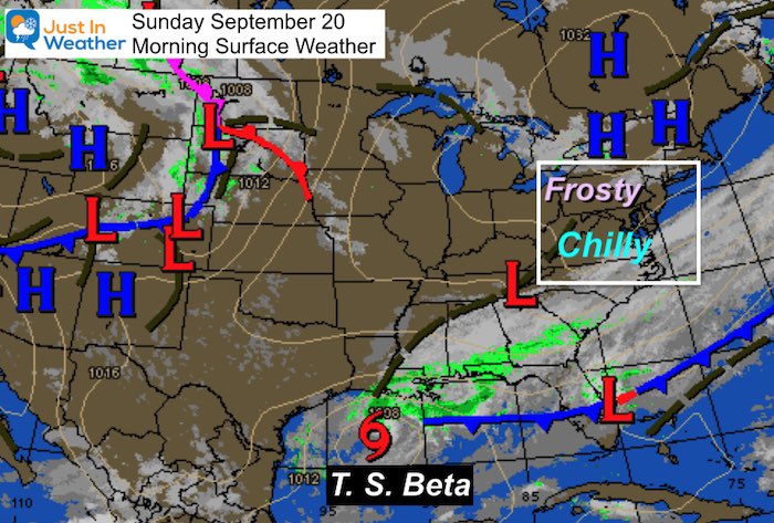 September 20 weather Sunday morning Beta and frost