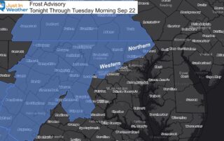 September 21 maryland weather Frost Advisory Tuesday