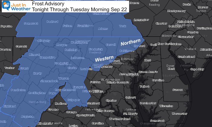 September 21 maryland weather Frost Advisory Tuesday