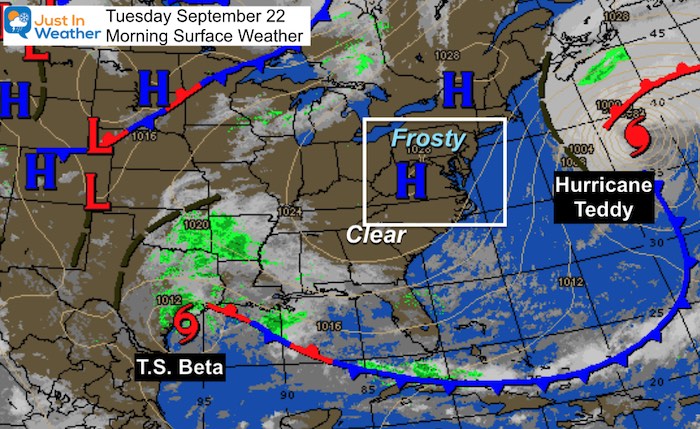 September 22 morning surface weather hurricane teddy tropical storm beta
