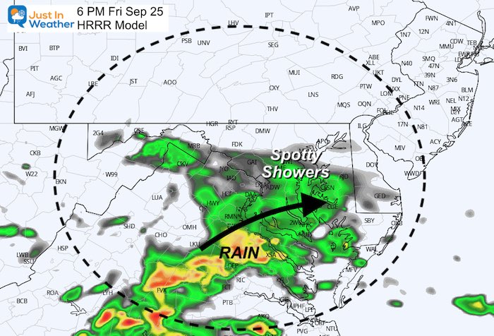 September 25 weather rain Friday 6 PM
