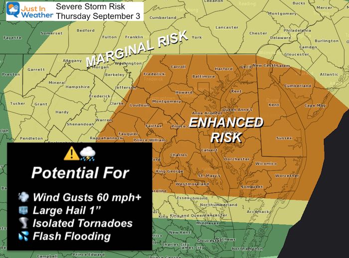 September 3 severe storm risk Thursday