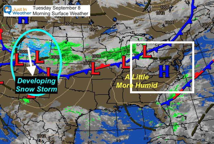 September 8 morning surface weather Tuesday