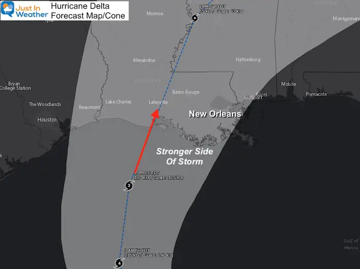 Hurricane Delta Forecast Map October 6 Gulf Coast