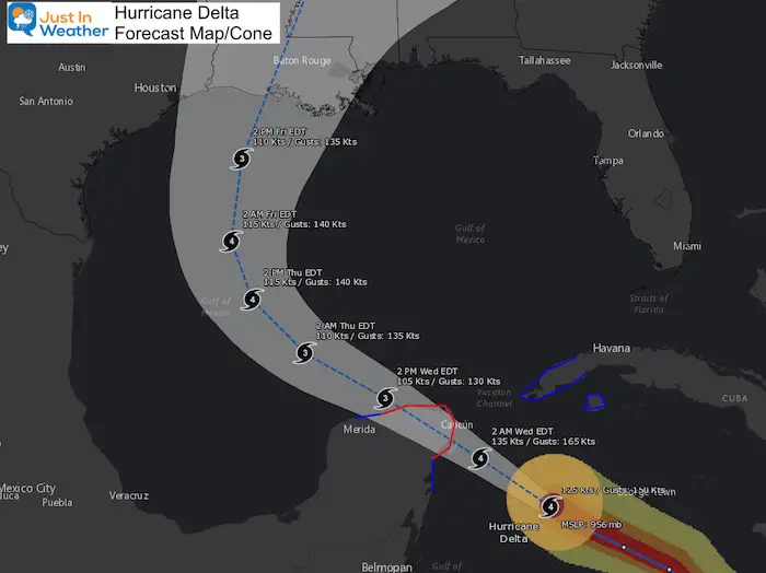 Hurricane Delta Forecast Map October 6 Wide