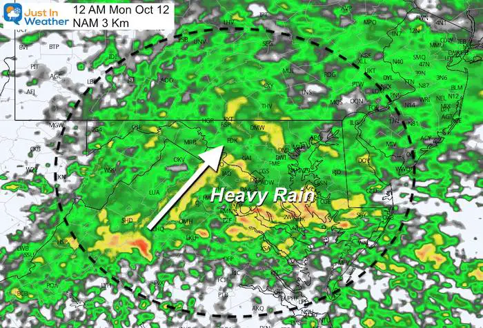 October 11 weather rain Monday AM 12