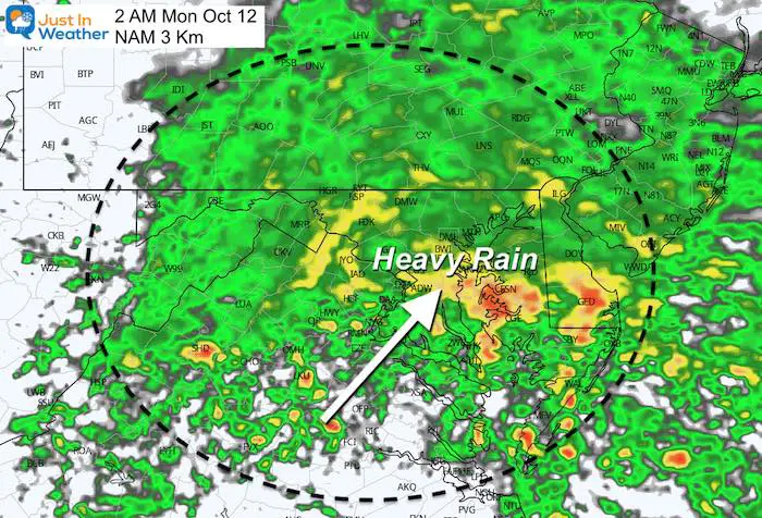 October 11 weather rain Monday AM 2