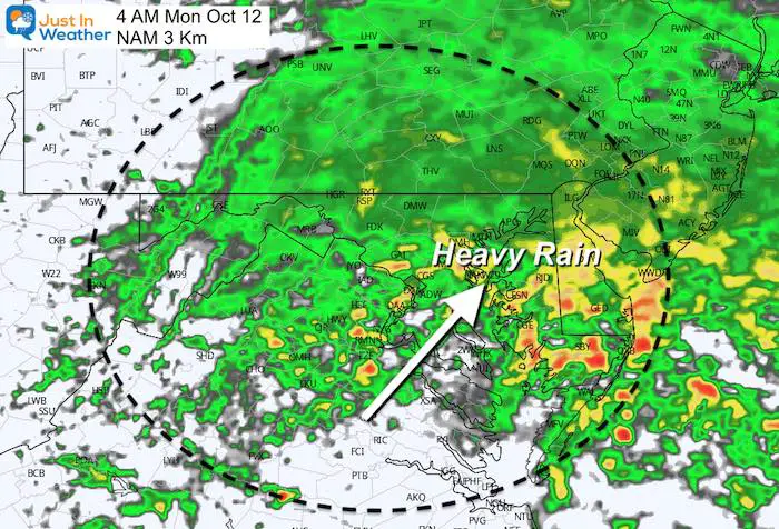 October 11 weather rain Monday AM 4