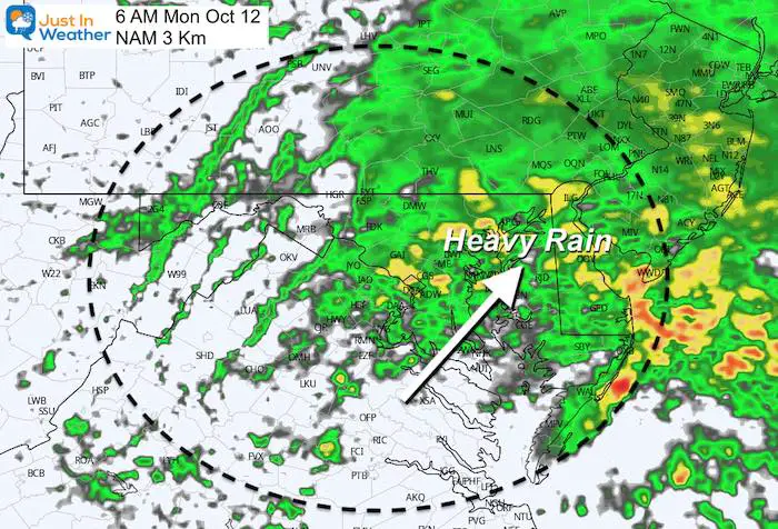 October 11 weather rain Monday AM 6