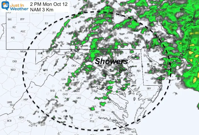 October 11 weather rain Monday PM 2