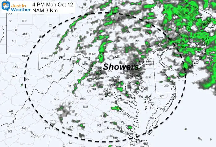 October 11 weather rain Monday PM 4