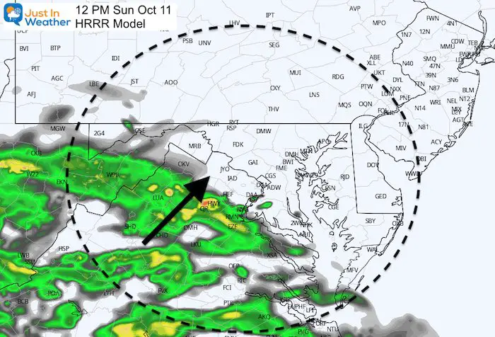 October 11 weather rain Sunday 12 PM