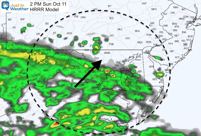 October 11 weather rain Sunday 2 PM