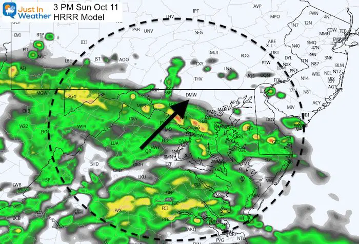 October 11 weather rain Sunday 3 PM