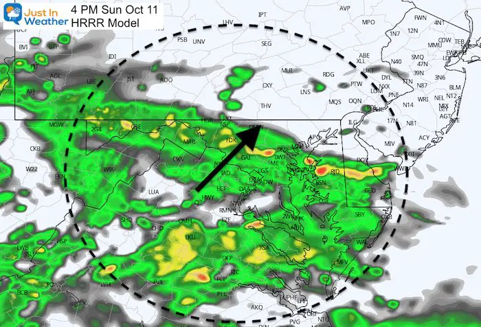 October 11 weather rain Sunday 4 PM