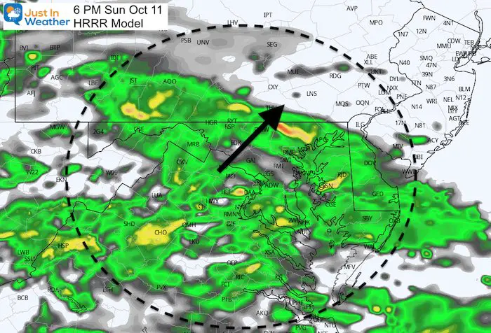 October 11 weather rain Sunday 6 PM
