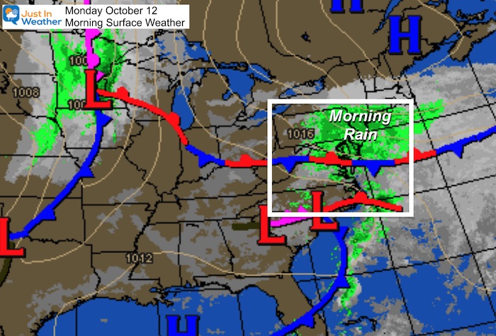 October 12 weather Monday morning