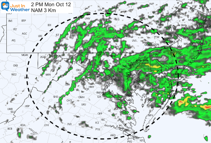 October 12 weather rain Monday 2 PM