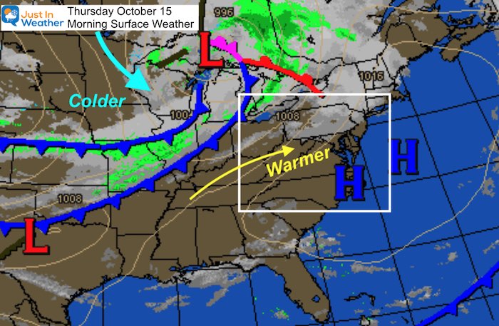 October 15 weather Thursday morning