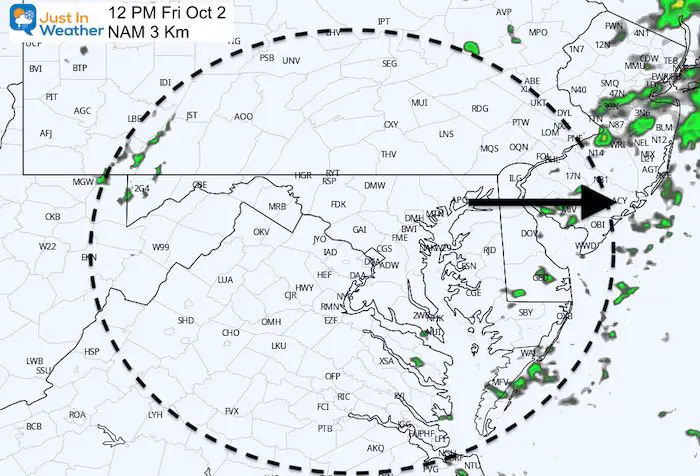 October 2 weather rain forecast Friday 12 PM