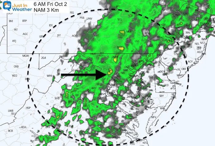 October 2 weather rain forecast Friday 6 AM