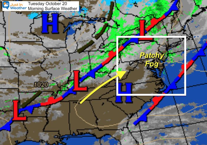October 20 weather Tuesday morning