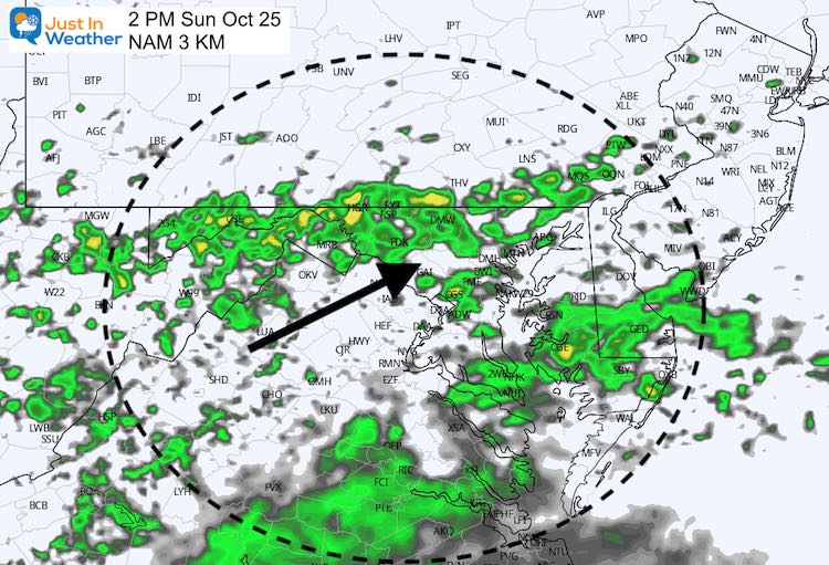 October 24 weather rain Sunday afternoon