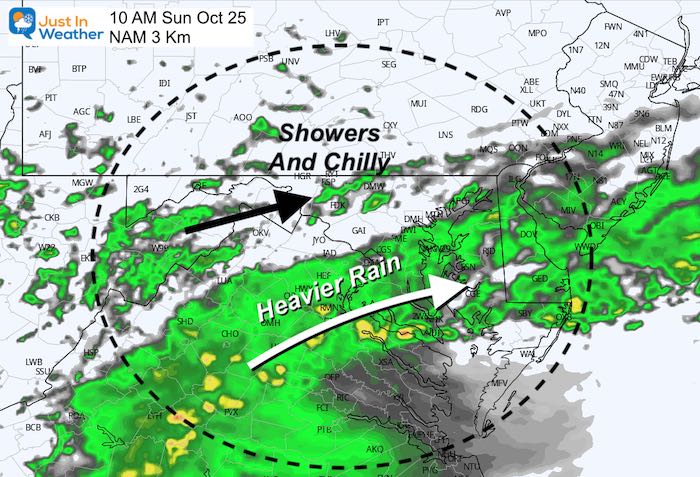 October 25 weather rain Sunday 10 AM