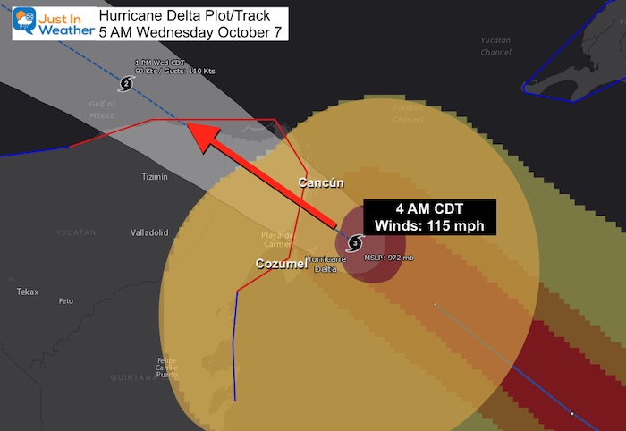 October 7 hurricane delta landfall plot