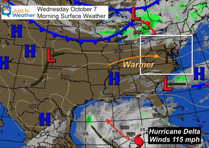 October 7 weather Wednesday morning