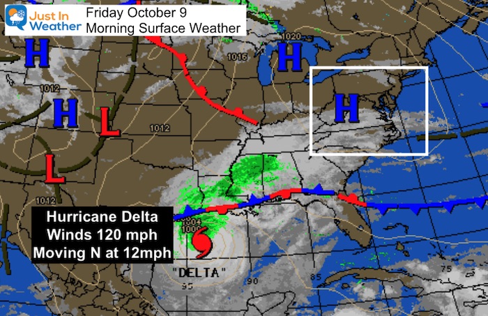 October 9 weather Friday morning