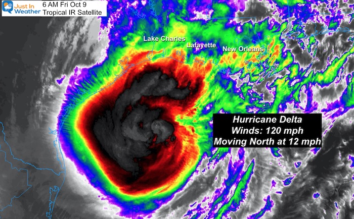 October 9 weather Hurricane Delta satellite Friday morning