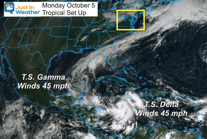 Tropical Storm Delta and Gamma October 5