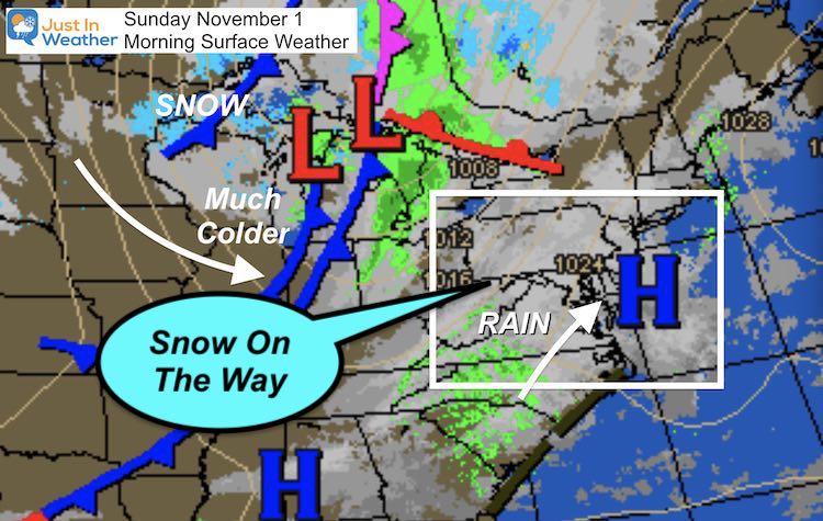 November 1 Weather rain snow Sunday morning