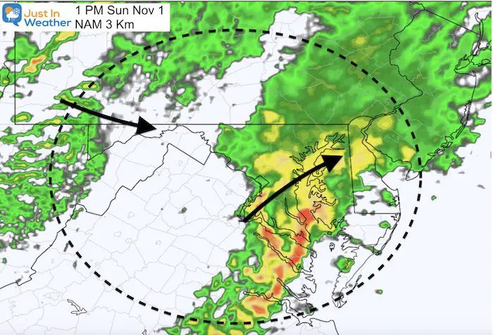 November 1 weather rain snow Sunday 1 PM