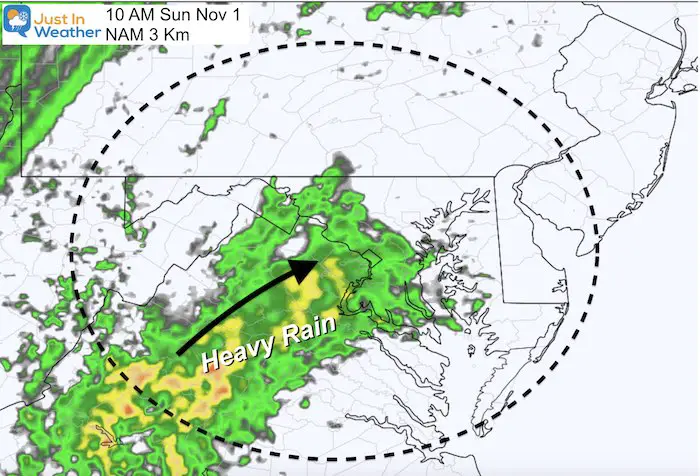 November 1 weather rain snow Sunday 10 AM