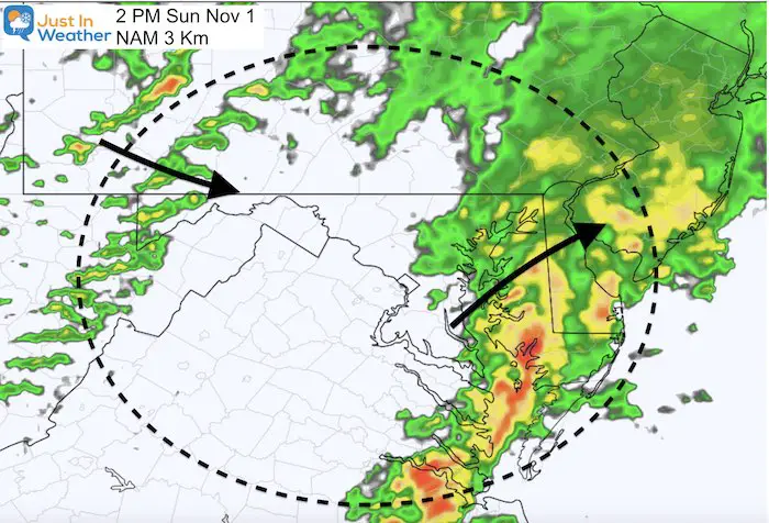 November 1 weather rain snow Sunday 2 PM