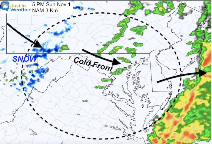 November 1 weather rain snow Sunday 5 PM