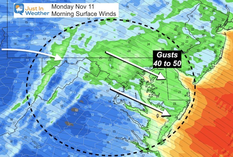 November 1 weather winds Monday