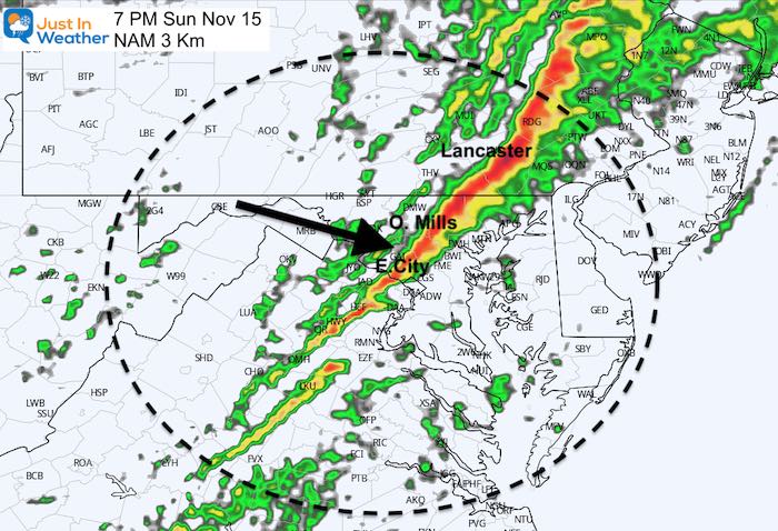 November 15 weather storm rain Sunday 7 PM