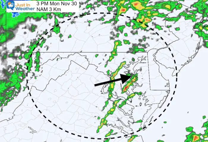 November 30 weather rain storm Monday PM 3