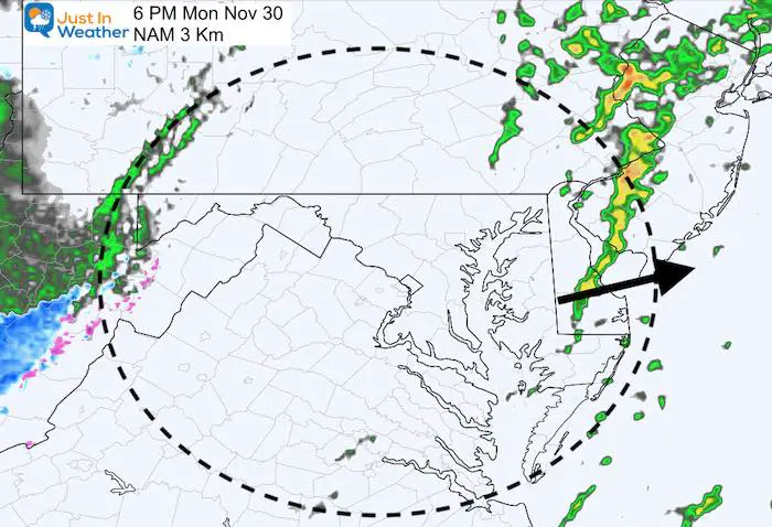 November 30 weather rain storm Monday PM 6