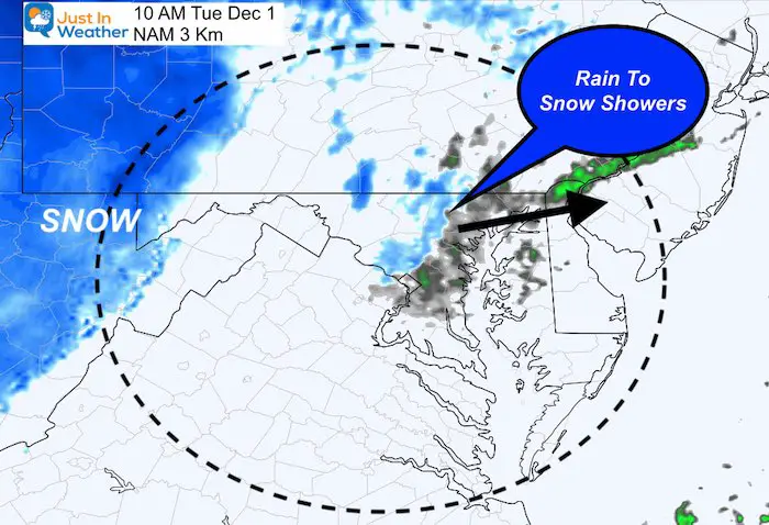 November 30 weather snow Tuesday 10 AM