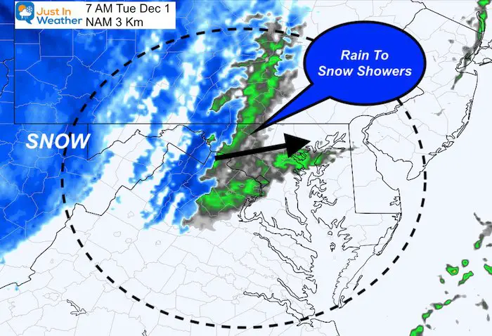 November 30 weather snow Tuesday 7 AM