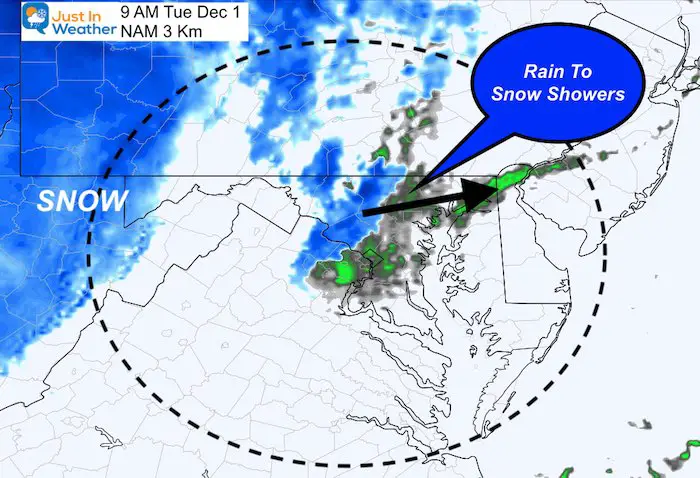 November 30 weather snow Tuesday 9 AM