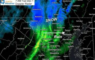 December 1 weather radar snow Tuesday 7 AM